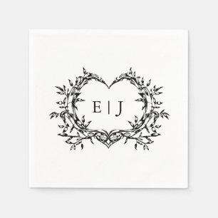 Serviette En Papier Blason de mariage calligraphié à monogramme minima
