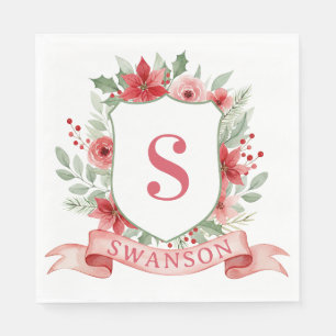 Serviette En Papier Blason de vacances Grandmillennial   Monogramme de