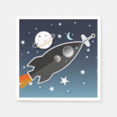 Serviette En Papier Blast Off Rocket Ship Space Anniversaire (Devant)