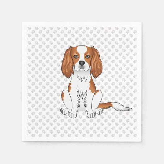 Serviette En Papier Blenheim Cavalier King Charles Spaniel Chien & Paw (Devant)
