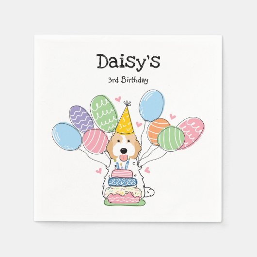Serviette En Papier Blenheim Cockapoo Cavapoo Anniversaire (Devant)