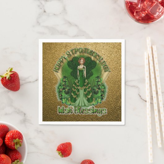 Serviette En Papier Blessures irlandaises St Patrick's Day Gold Napkin (En situation)