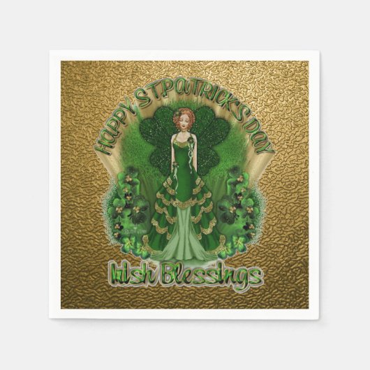 Serviette En Papier Blessures irlandaises St Patrick's Day Gold Napkin (Devant)
