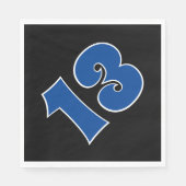 Serviette En Papier Bleu "13" Avec Blancs Contour Événement # Napkins (Devant)