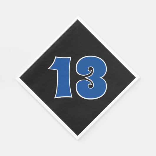 Serviette En Papier Bleu "13" Avec Blancs Contour Événement # Napkins (Coin)
