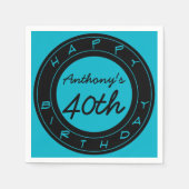 Serviette En Papier Bleu 40e fête d'anniversaire Papier personnalisé N (Devant)