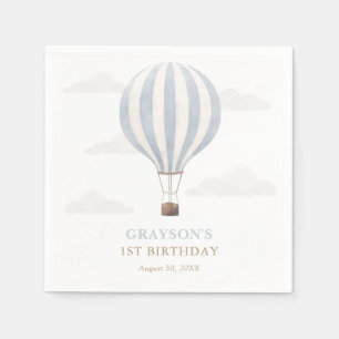 Serviette En Papier Bleu à air chaud anniversaire
