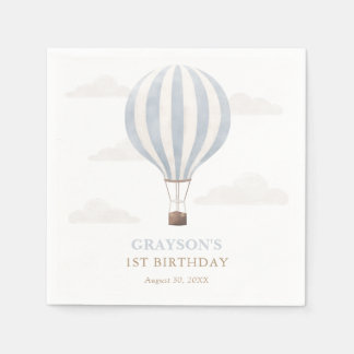 Serviette En Papier Bleu à air chaud anniversaire