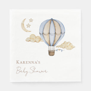 Serviette En Papier Bleu à air chaud Baby shower blanc