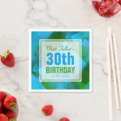Serviette En Papier Bleu Abstrait Cubiste 30e Anniversaire Papier serv (En situation)