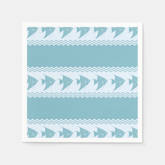 Serviette En Papier Bleu Angelfish côtier rayures (Devant)