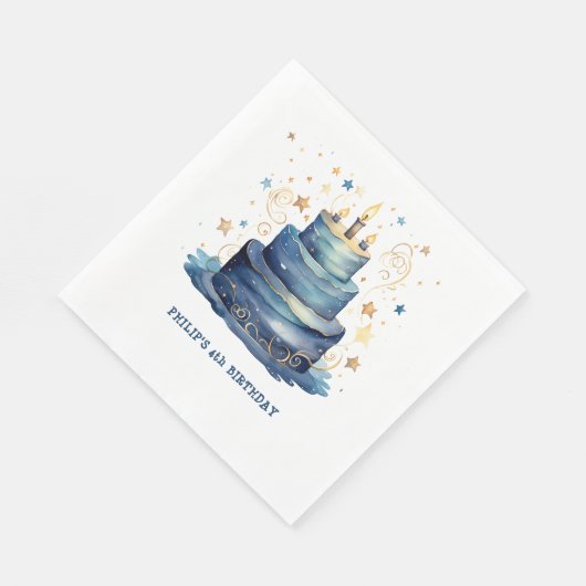 Serviette En Papier Bleu Anniversaire gâteau anniversaire (Coin)