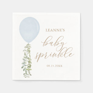 Serviette En Papier Bleu Aquarelle Balloon Eucalyptus Baby Sprinky