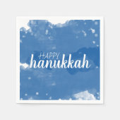 Serviette En Papier Bleu aquarelle Snowflakes Happy Hanoukka (Devant)