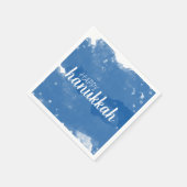 Serviette En Papier Bleu aquarelle Snowflakes Happy Hanoukka (Coin)