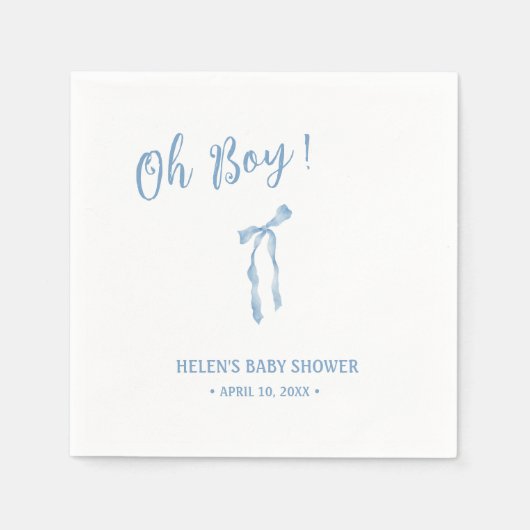 Serviette En Papier Bleu arc simple garçons baby shower napkin (Devant)
