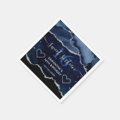 Serviette En Papier Bleu & Argent Faux Parties scintillant Agate Marbr (Coin)