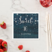 Serviette En Papier Bleu & Argent Starry Celestial Sweet 16 Party (En situation)