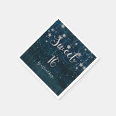 Serviette En Papier Bleu & Argent Starry Celestial Sweet 16 Party (Coin)