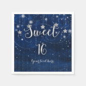 Serviette En Papier Bleu & Argent Starry Celestial Sweet 16 Party (Devant)
