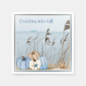 Serviette En Papier Bleu automne côtier et Citrouilles blancs et Starf (Devant)
