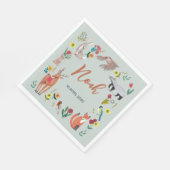 Serviette En Papier Bleu Baby shower des animaux de bois mignons (Coin)