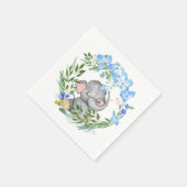 Serviette En Papier Bleu Baby shower Folio Eléphant (Coin)