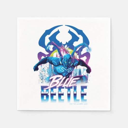 Serviette En Papier Bleu Beetle Rétrowave Ville coucher du soleil (Devant)