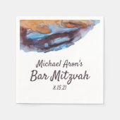 Serviette En Papier Bleu, Beige, Caramel Bar Mitzvah Napkins (Devant)