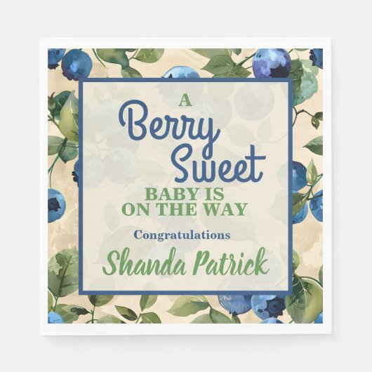Serviette En Papier Bleu Berry Baby shower doux (Devant)