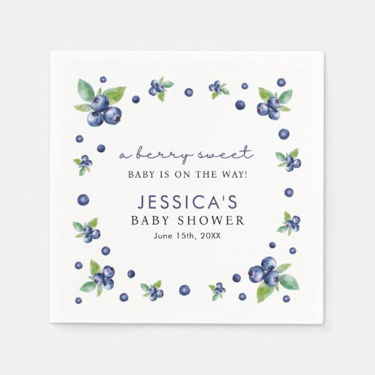 Serviette En Papier Bleu Berry Baby shower doux (Devant)