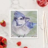 SERVIETTE EN PAPIER BLEU BIRD BOND HAPPINESS MONOGRAM PARTI (En situation)