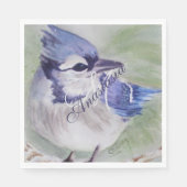 SERVIETTE EN PAPIER BLEU BIRD BOND HAPPINESS MONOGRAM PARTI (Devant)