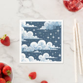 Serviette En Papier Bleu blanc céleste (En situation)