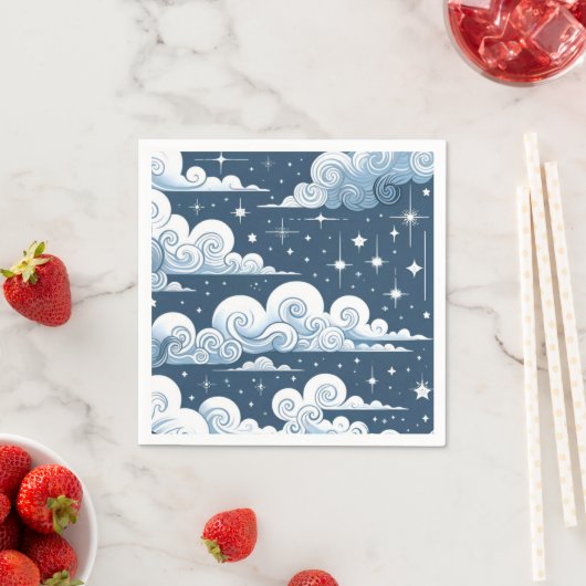 Serviette En Papier Bleu blanc céleste (En situation)