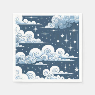 Serviette En Papier Bleu blanc céleste