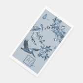 Serviette En Papier Bleu blanc Chinoiserie Floral élégant Monogramme (Coin)