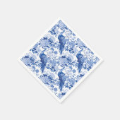 Serviette En Papier Bleu Blanc Chinoiserie Floral Peacock Birds (Coin)