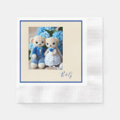 Serviette En Papier bleu blanc crochet figurine mariage couple (Devant)