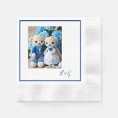 Serviette En Papier bleu blanc crochet figurine mariage couple (Devant)