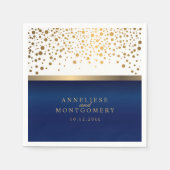 Serviette En Papier Bleu blanc et bleu marine avec points Confetti en (Devant)