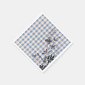 Serviette En Papier Bleu Blanc Fleur sauvage En vichy Plaid Farmhouse (Coin)