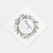 Serviette En Papier Bleu Blanc Floral 70e anniversaire Merci (Coin)