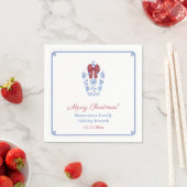 Serviette En Papier Bleu Blanc Ginger Jar Rouge Ribbon Fête (En situation)