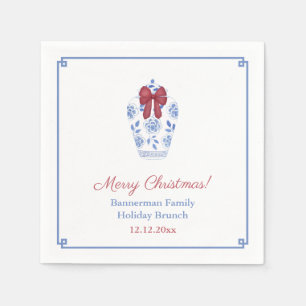 Serviette En Papier Bleu Blanc Ginger Jar Rouge Ribbon Fête