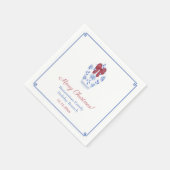 Serviette En Papier Bleu Blanc Ginger Jar Rouge Ribbon Fête (Coin)