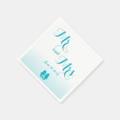 Serviette En Papier Bleu blanc M. et Mme Mariage Seahorse (Coin)