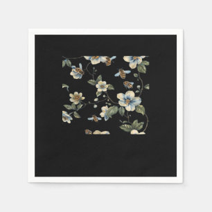 Serviette En Papier Bleu blanc motif floral - Whimsigoth sombre Aesthe