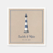 Serviette En Papier Bleu blanc phare Kraft papier Mariage Napkin (Devant)