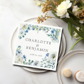Serviette En Papier Bleu blanc pivoine Floral Custom Printemps Mariage